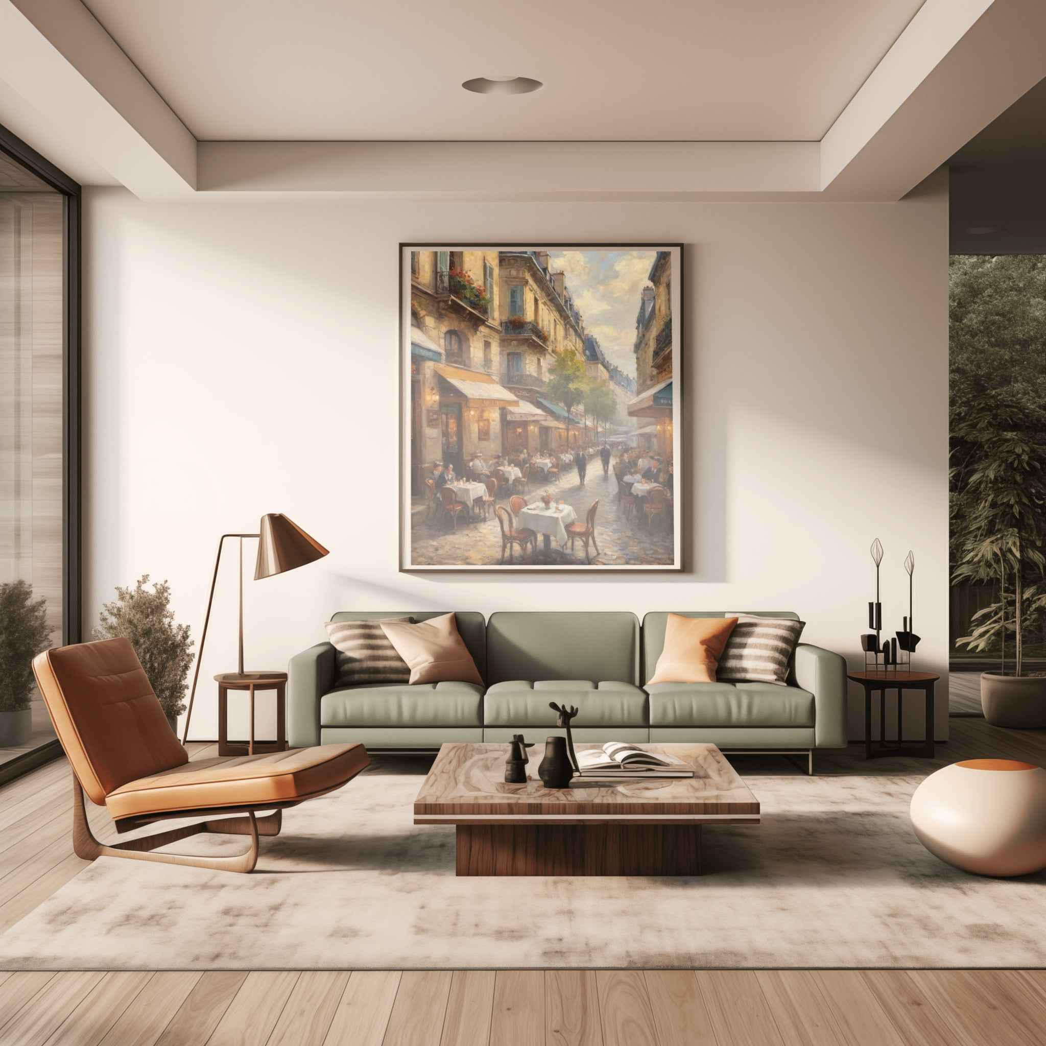 Cafe Street Poster Canvas Artwork - Paris Collection