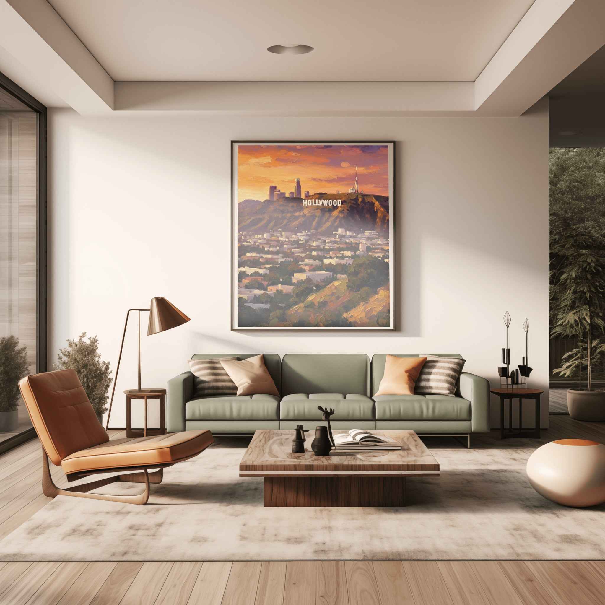 Hollywood Sign Poster Canvas Artwork - Los Angeles Collection