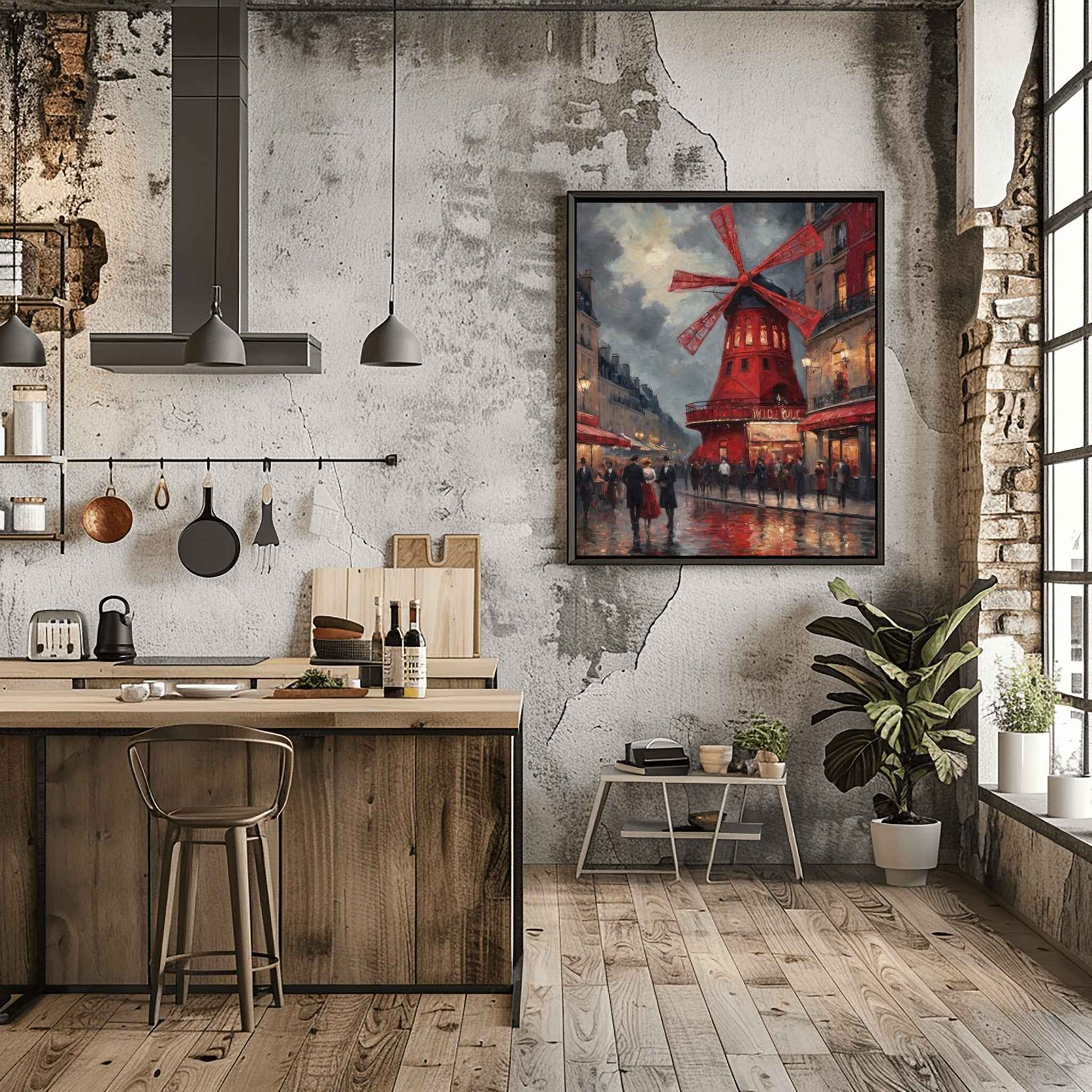 Montmartre Windmill Poster Canvas Artwork - Paris Collection