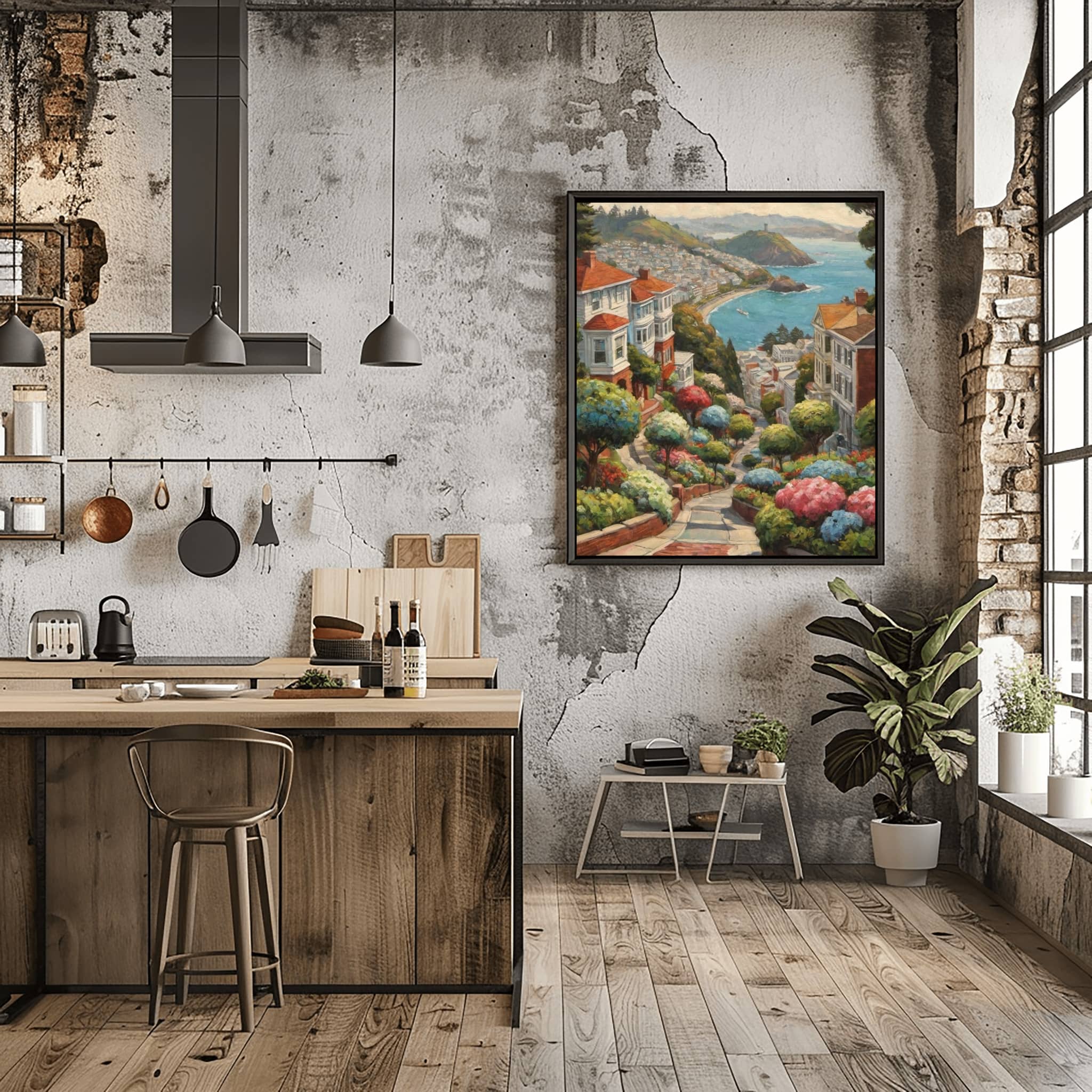 Lombard Street Poster Canvas Artwork - San Francisco Collection