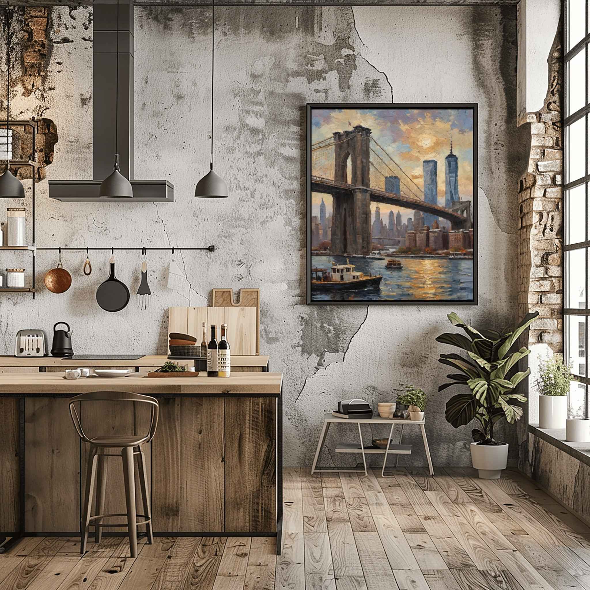 Brooklyn Bridge Poster Canvas Artwork - New York Collection