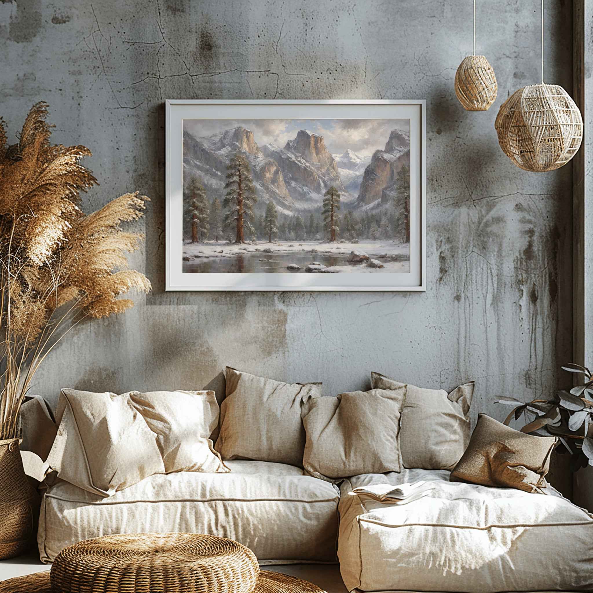 Winter Scene Poster Canvas Yosemite National Park Collection