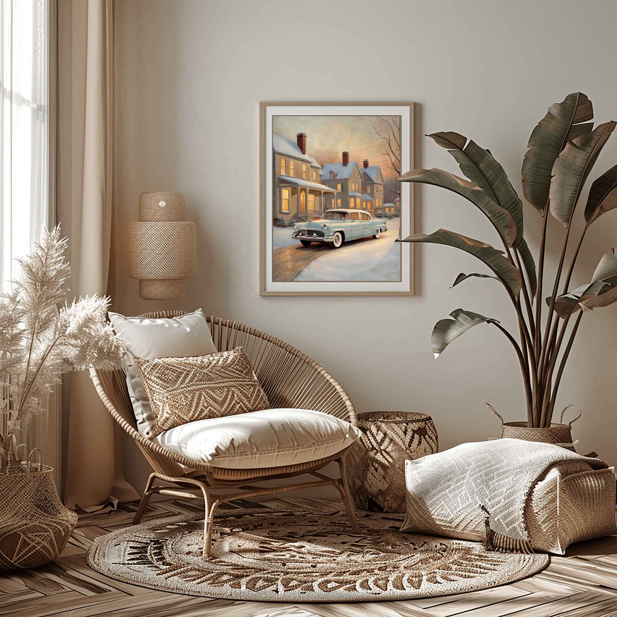 1956 American Formal Luxury Sedan - Winter Edition | Poster Canvas - AquilVision