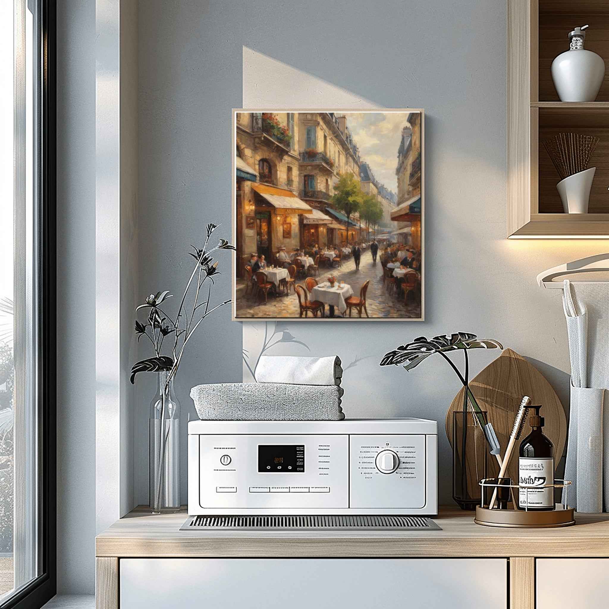 Cafe Street Poster Canvas Artwork - Paris Collection