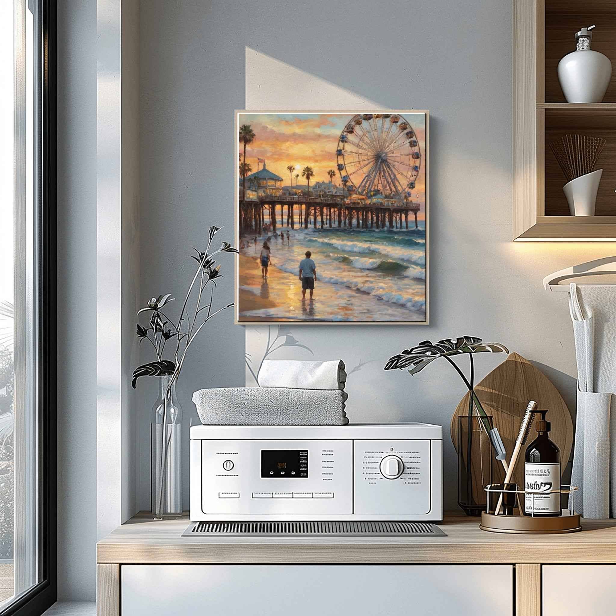 Santa Monica Pier Poster Canvas Artwork - Los Angeles Collection