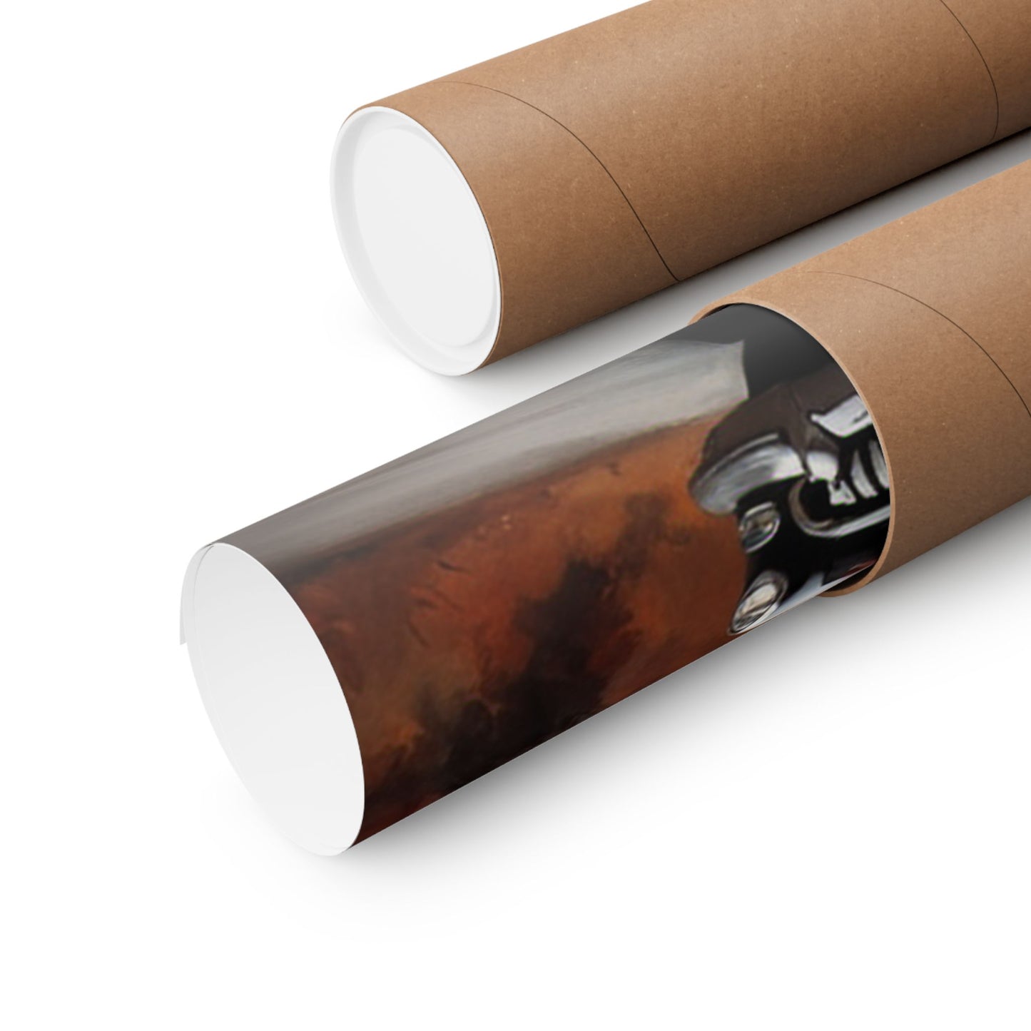 Autumn Landscape Poster rolled up in a protective tube for easy storage and transport