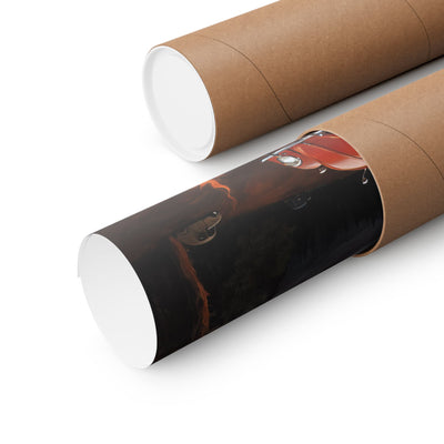Rolled car enthusiast gift poster in a protective tube, perfect for car lovers