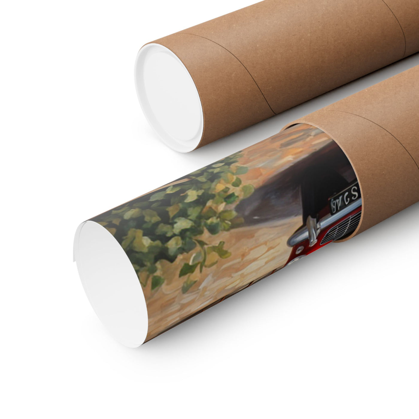 Classic Car Matte Vertical Poster rolled up in cardboard tube for safe storage and delivery
