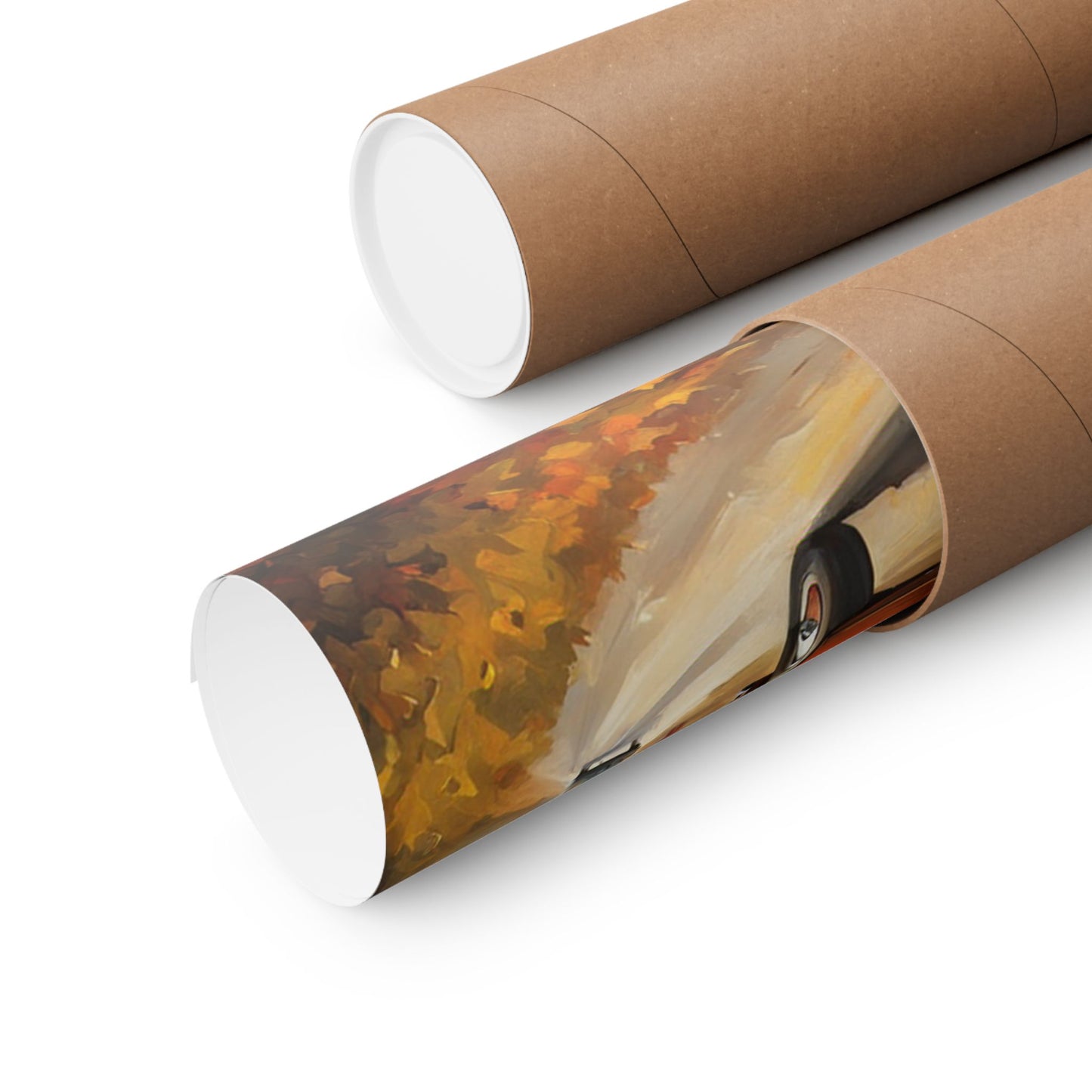 Fall Adventure Matte Vertical Posters rolled in protective packaging showcasing autumn colors