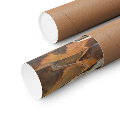 Packaged golden gate bridge vintage art print rolled for safe delivery from Printify