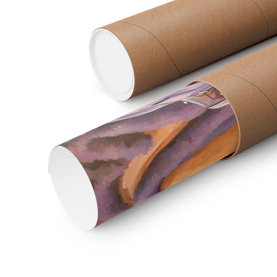 Lavender Landscape Car Poster rolled in protective tube for easy storage and transport