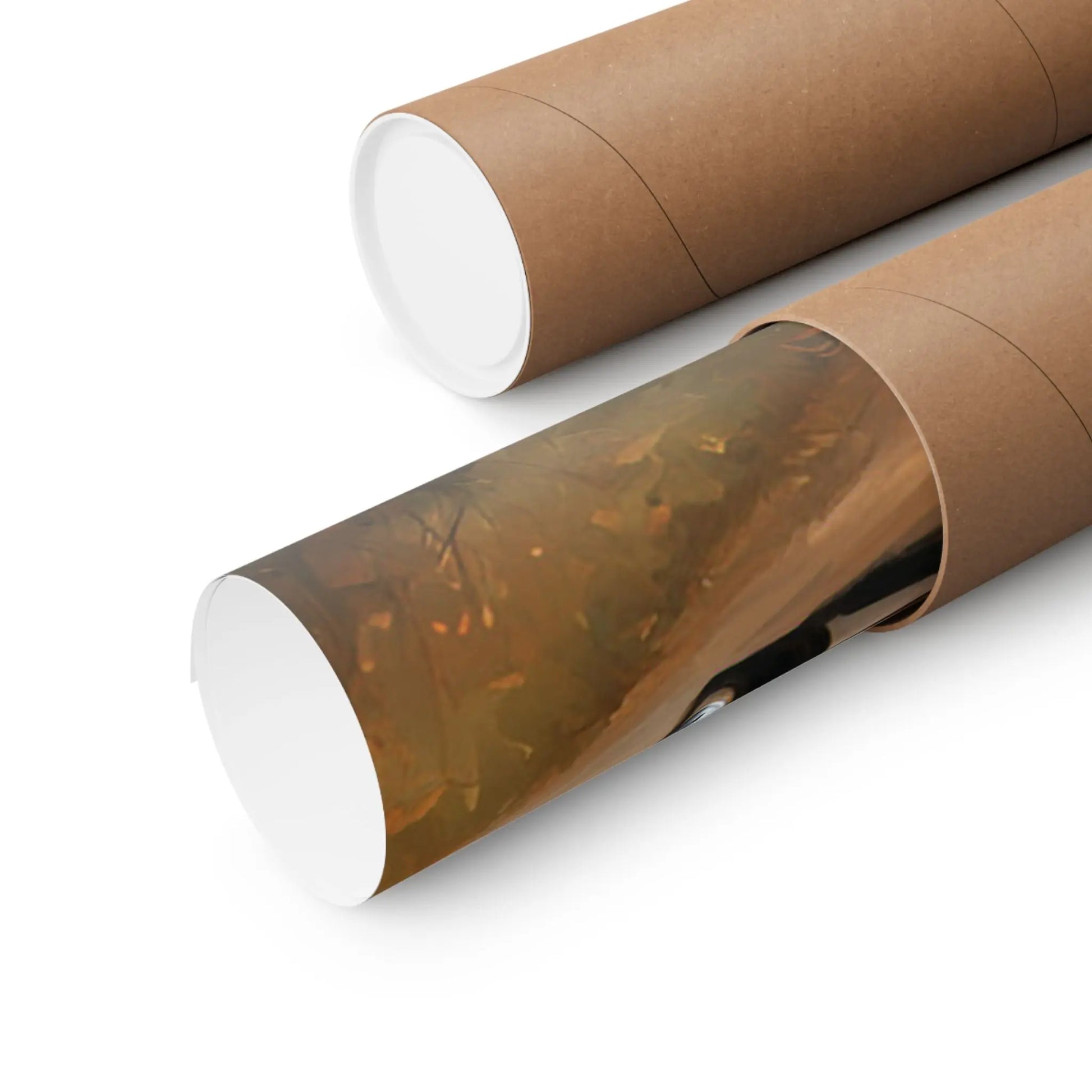 Muscle car poster rolled up in a protective cardboard tube for safe storage and shipping