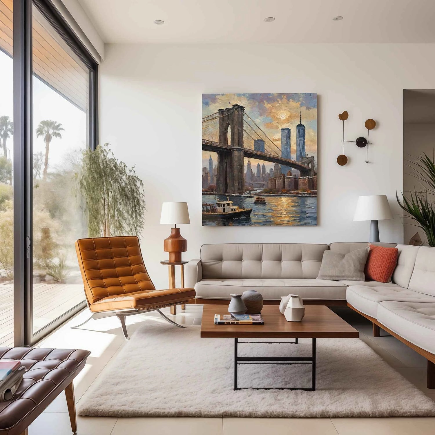 Brooklyn Twilight: Iconic NYC Bridge & Skyline Oil Painting Canvas Art