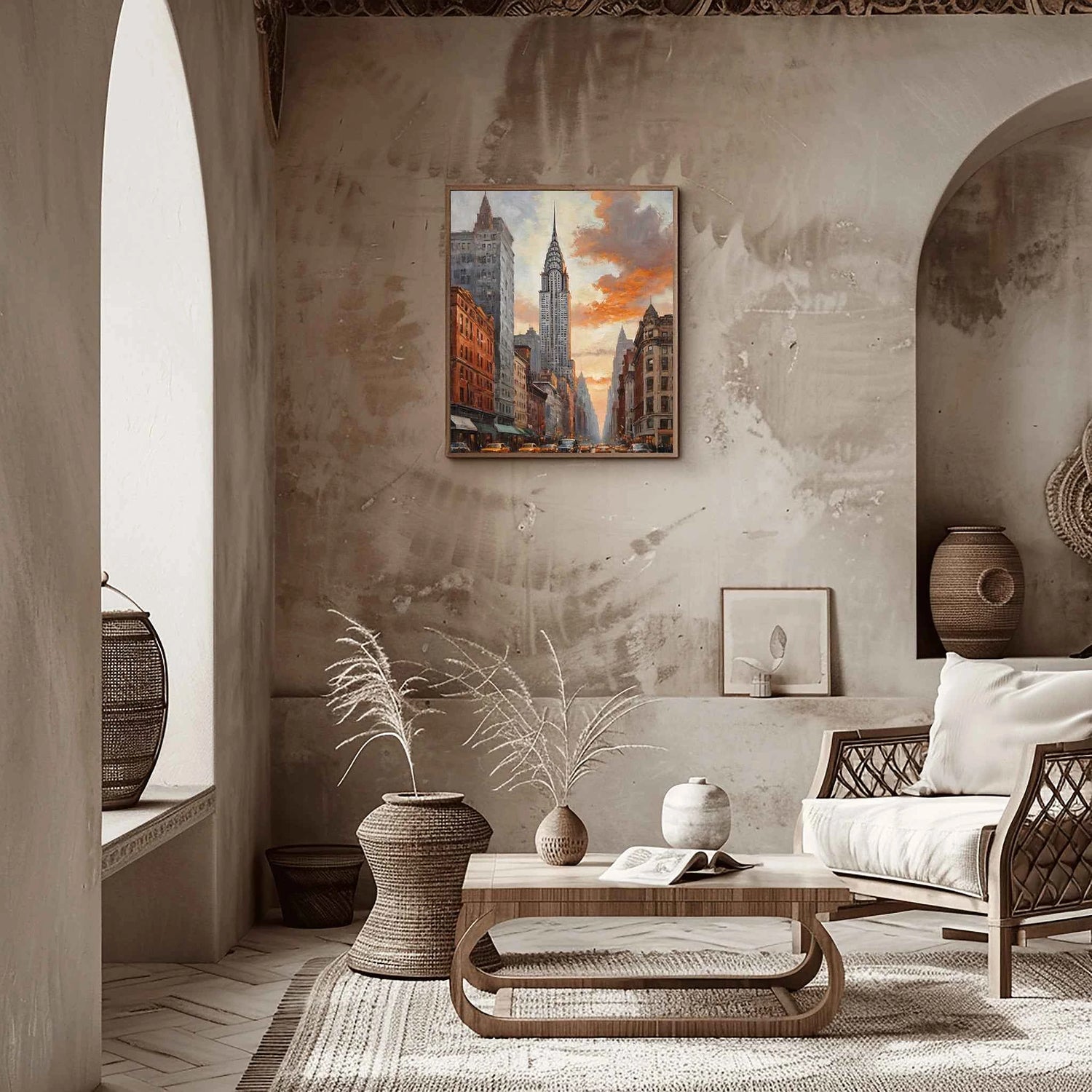 Golden Chrysler: Sunset Manhattan Skyline & Art Deco Architecture Oil Painting