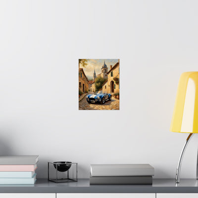Nostalgic American Car Art poster featuring a classic car in a scenic street setting