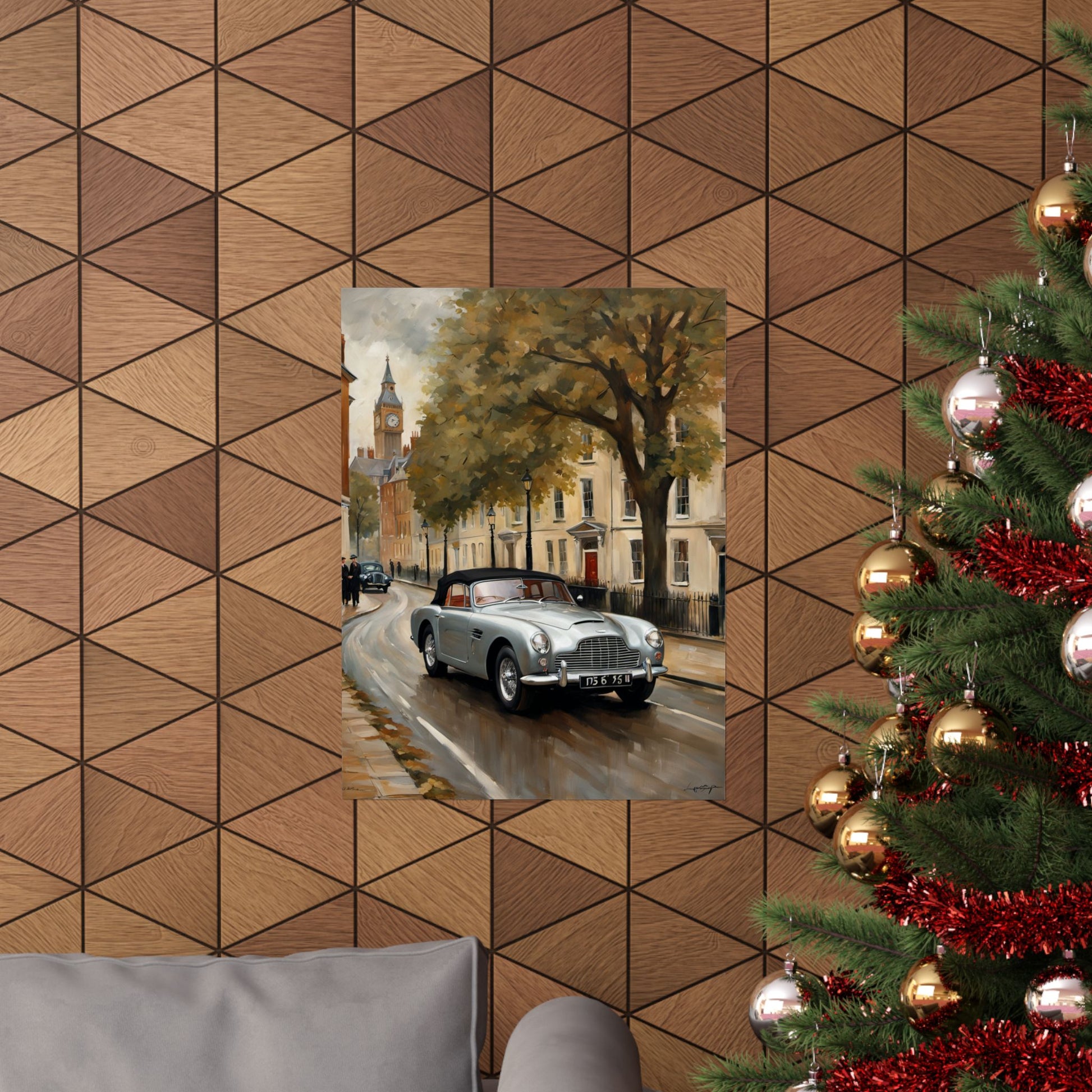 Nostalgic Automobile Wall Art featuring a classic car driving on a scenic street