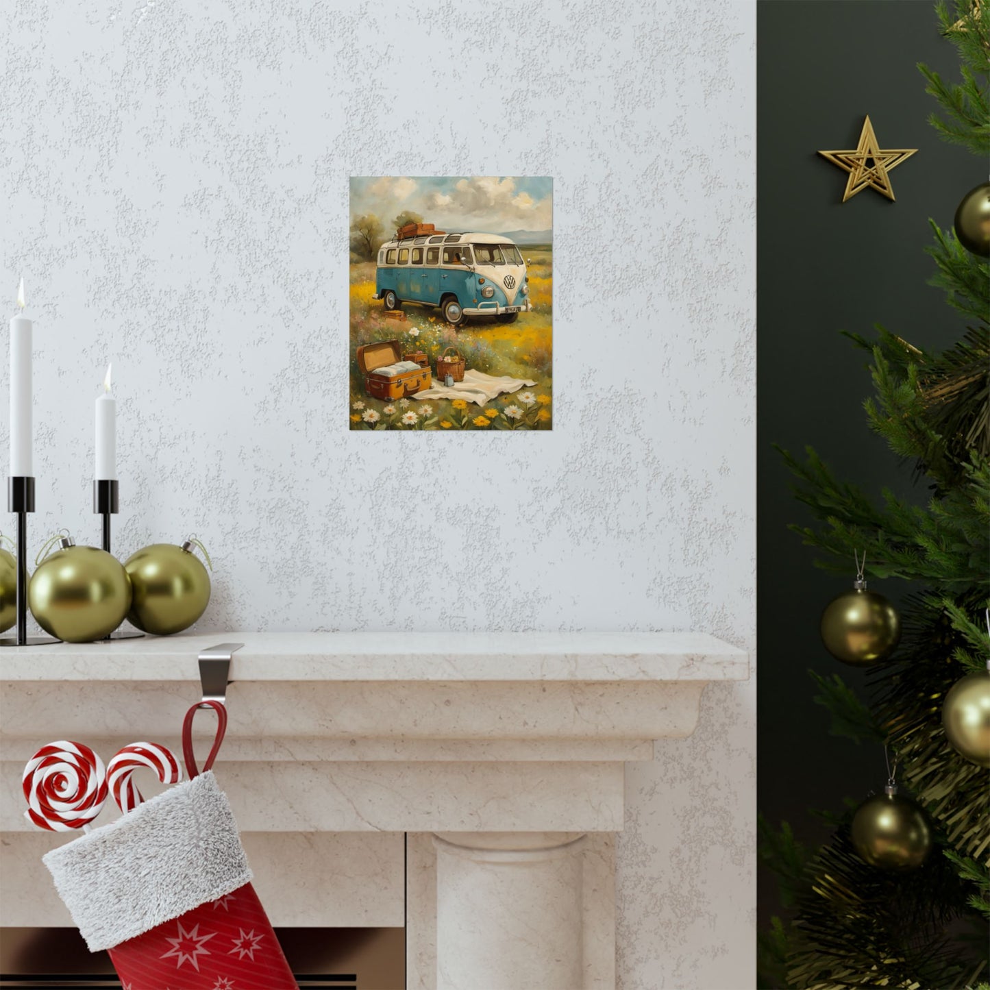 Nostalgic Van Matte Vertical Posters featuring a classic van against a charming background
