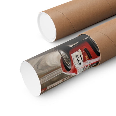 Racing Car Matte Vertical Posters rolled and packaged for easy delivery and display