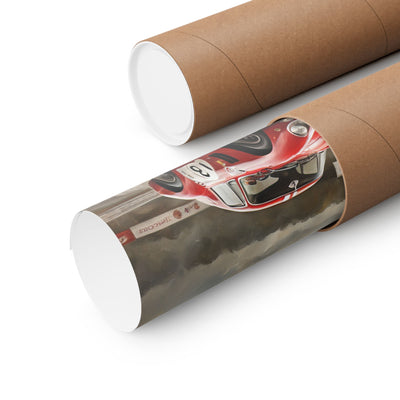 Racing Car Matte Vertical Posters rolled up for easy shipping and display in any room