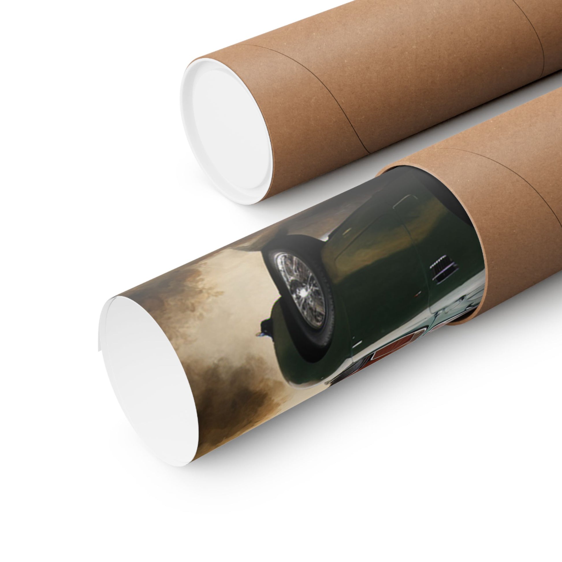 Retro Car Wall Decor Poster rolled in a protective tube for easy shipping and storage