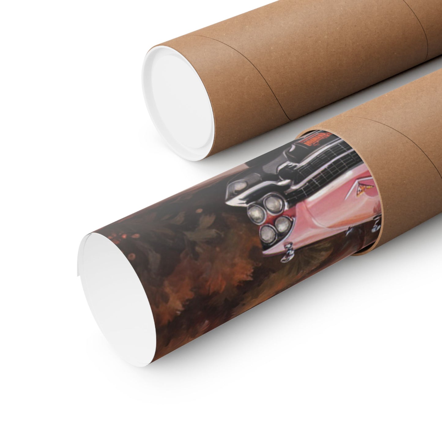 Retro Sunset Poster rolled in protective packaging ready for display in home decor
