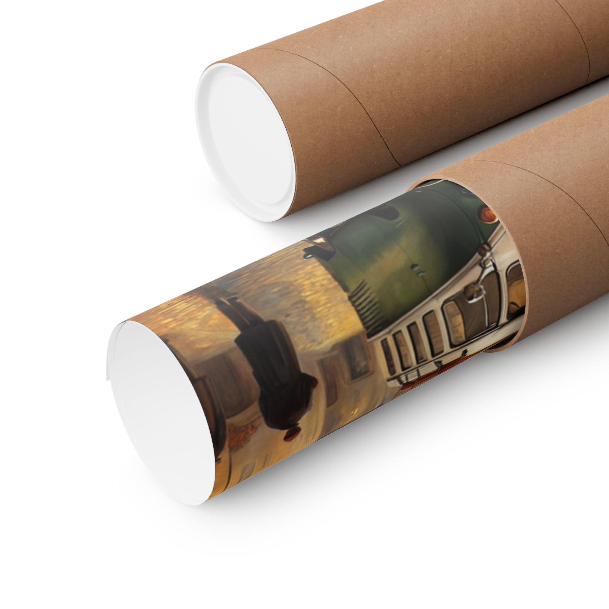 Retro Van Bus Matte Vertical Poster rolled in protective tube for safe storage and transport