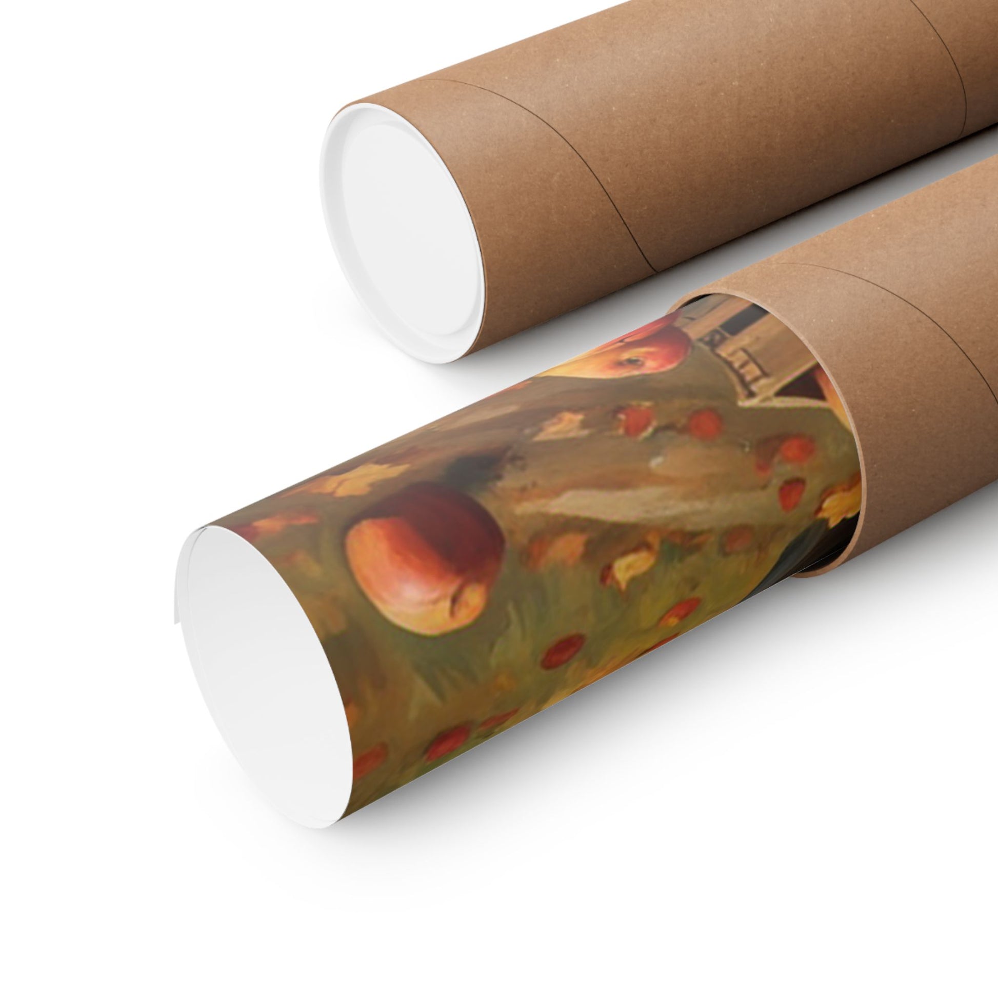 Rustic Autumn Poster rolled up in a brown craft tube ready for shipping
