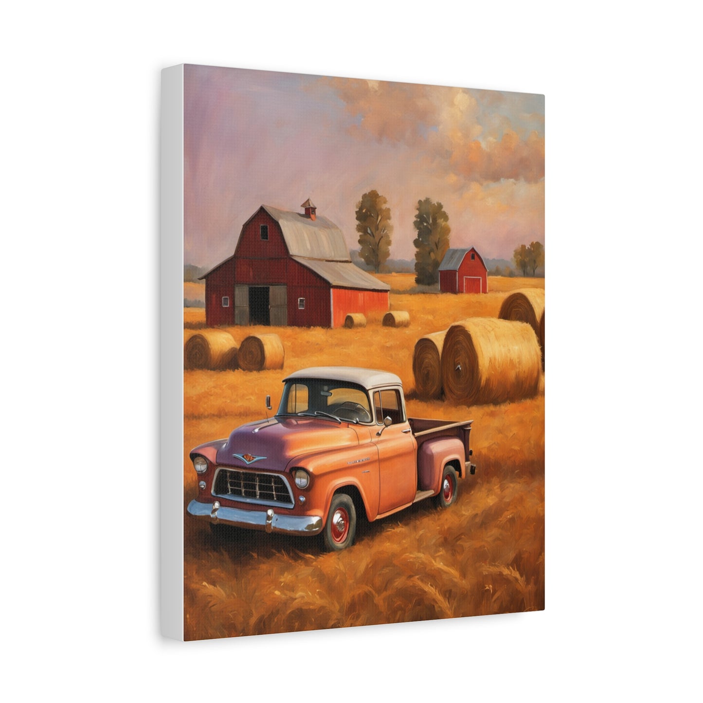 Rustic Farmhouse Wall Art featuring a vintage truck and a picturesque farm landscape