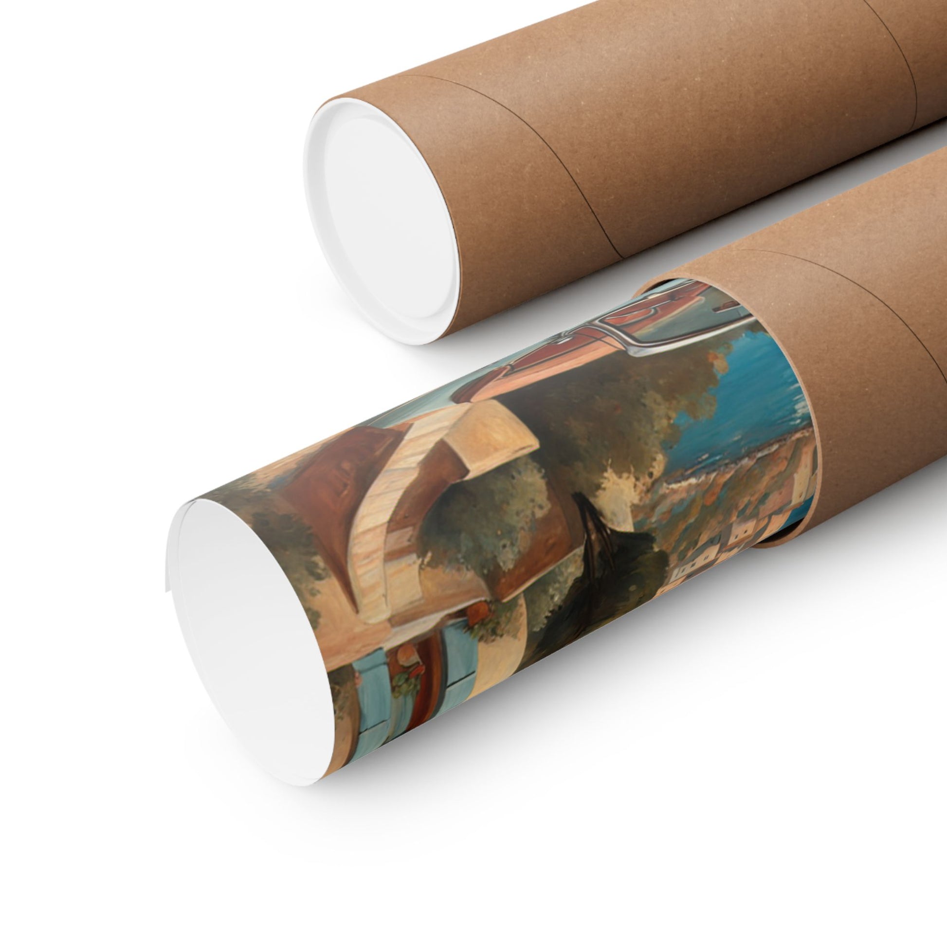 Scenic Vintage Car Art Matte Vertical Posters rolled in protective tube for shipping and display