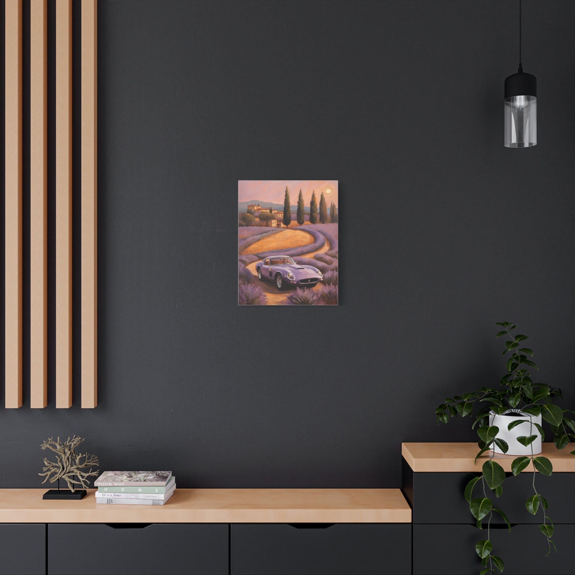 Vibrant Canvas Art Print featuring a scenic landscape with a winding road and trees