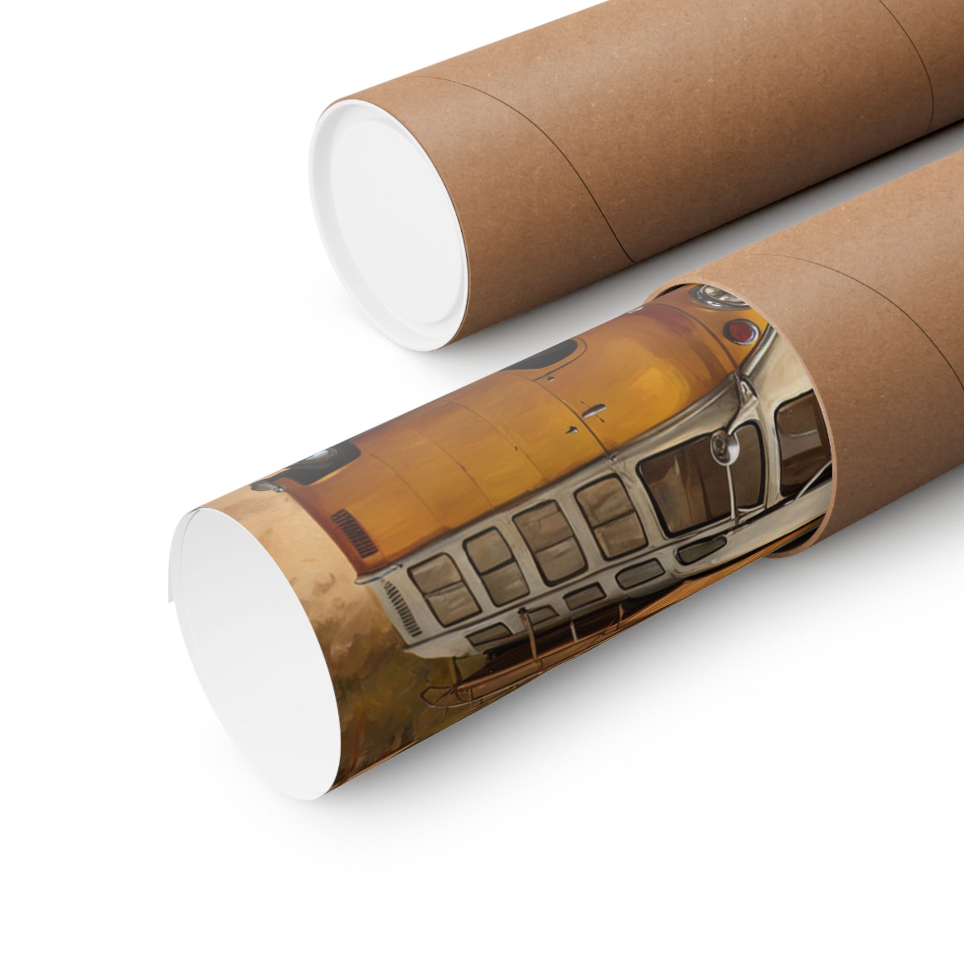 Vintage Beach Van Matte Poster rolled in protective tube for easy shipping and storage