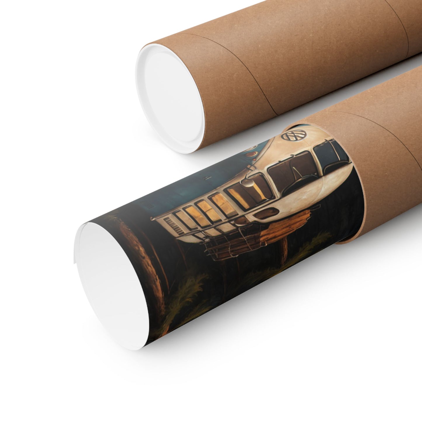 Vintage Camping Art Prints rolled poster in a protective tube for outdoor enthusiasts.