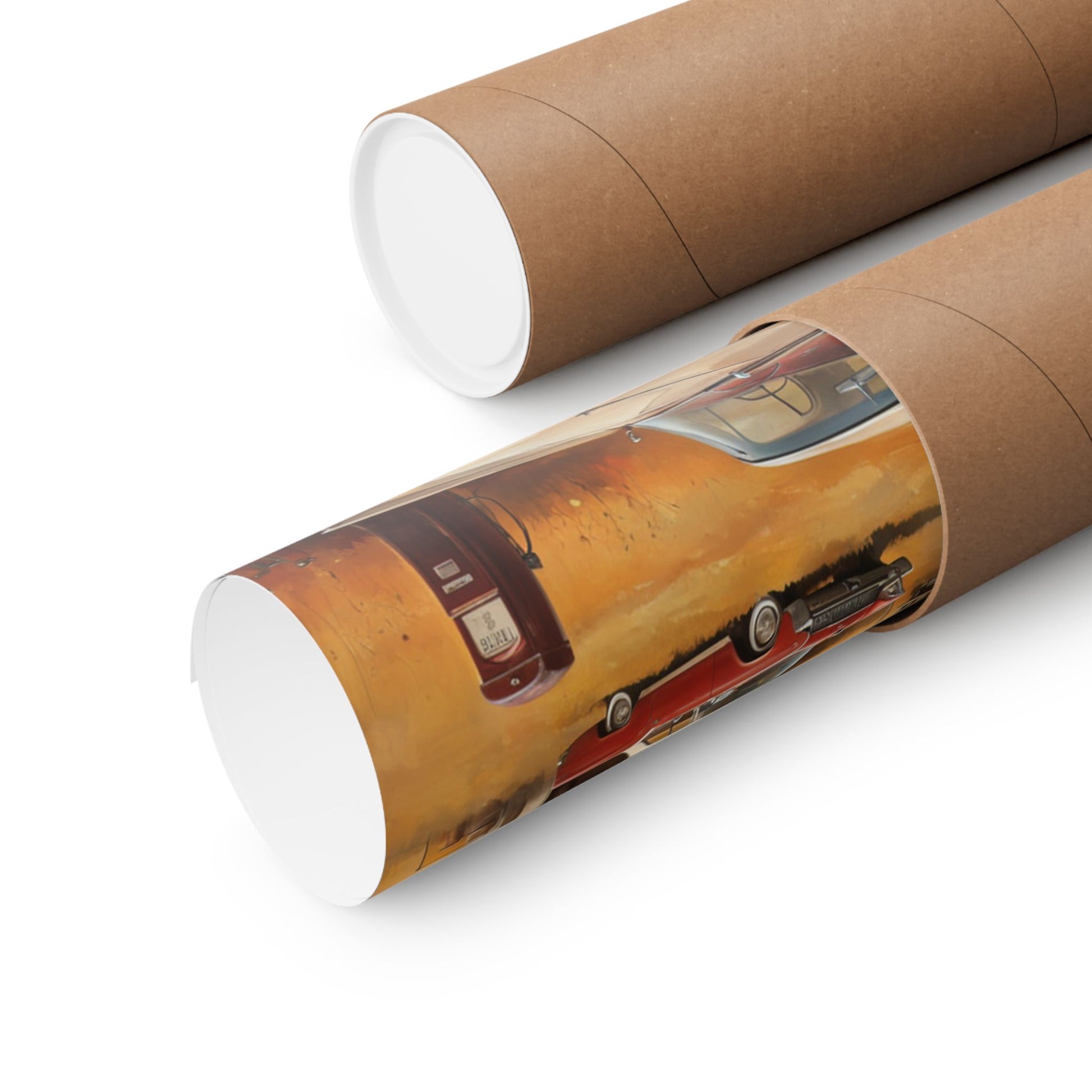 Vintage Car Adventure Matte Vertical Posters rolled in eco-friendly packaging ready for wall decor