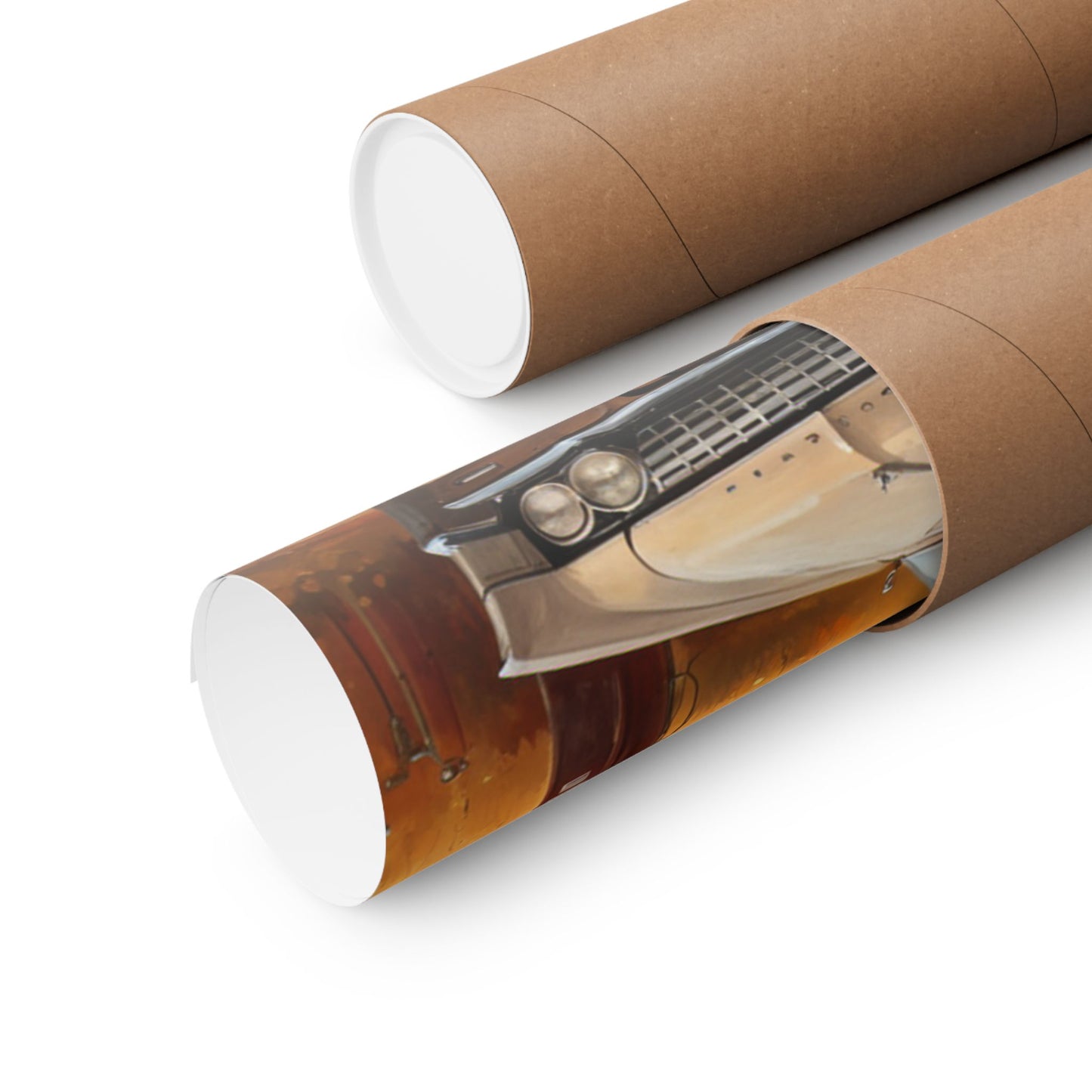 Vintage Car Adventure Matte Vertical Posters rolled in a protective shipping tube for enthusiasts