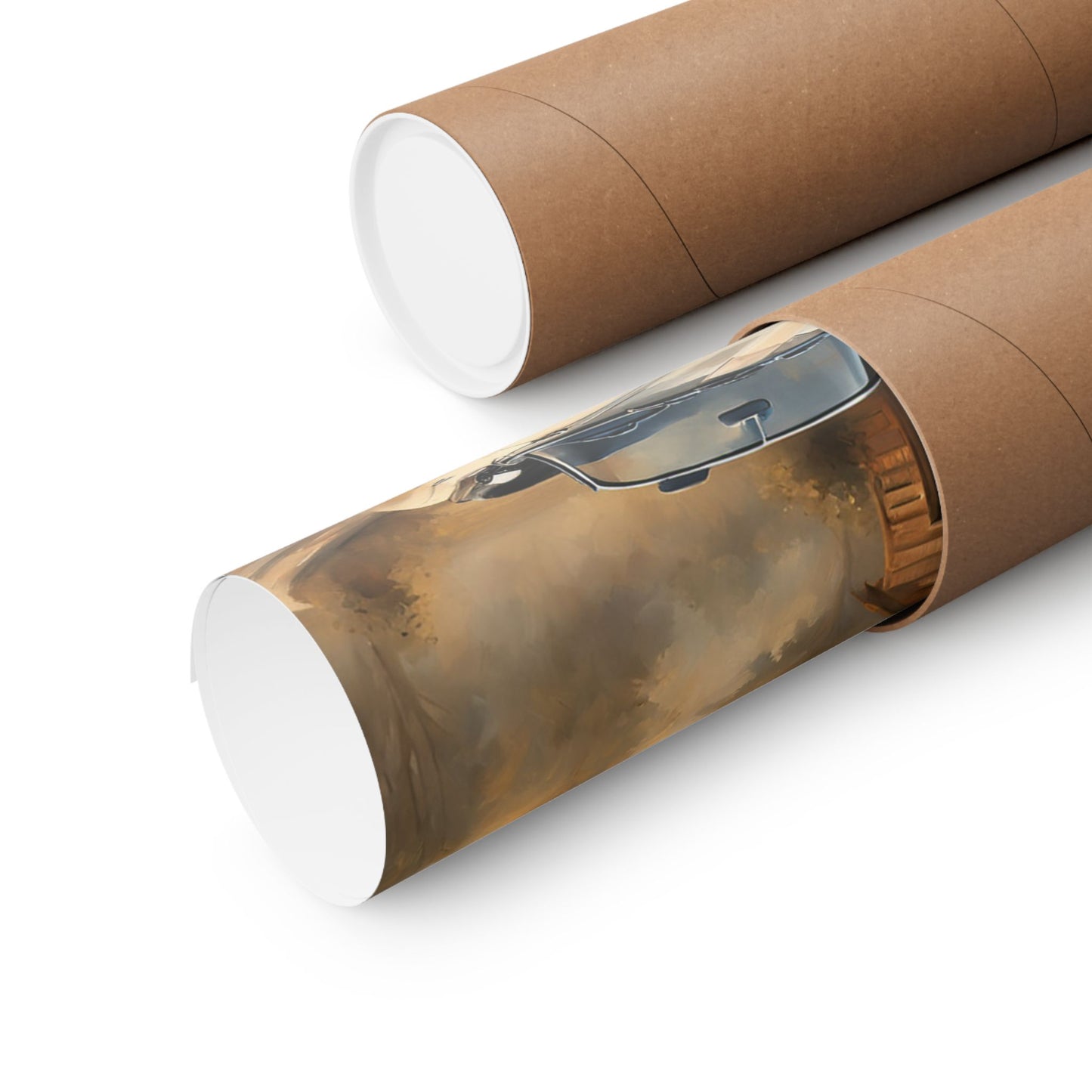 Vintage Car Art Poster rolled in protective tube for art enthusiasts and vintage decor lovers