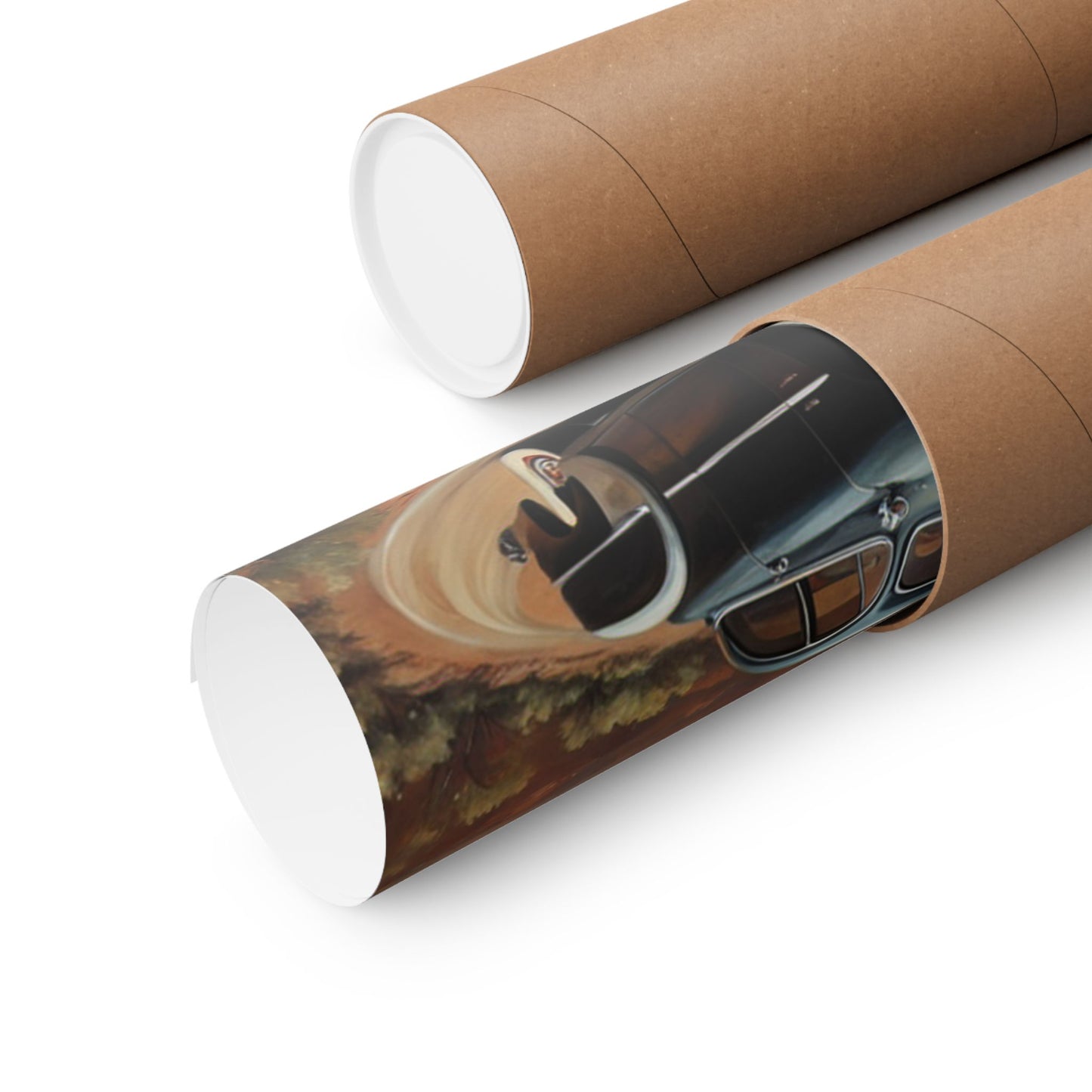 Vintage Car Art Poster rolled in a protective tube ready for delivery