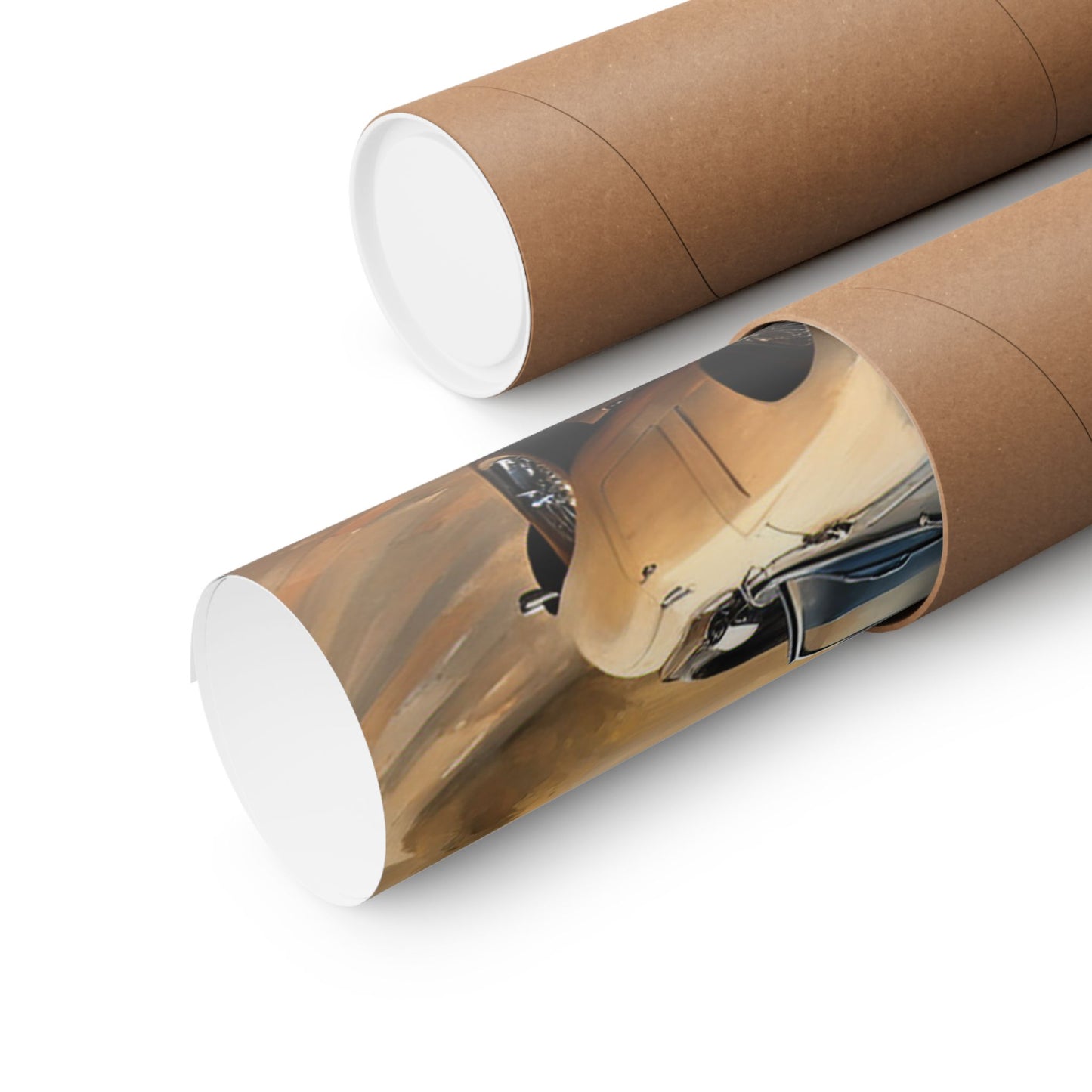 Vintage Car Art Poster rolled in a protective tube for art lovers and collectors