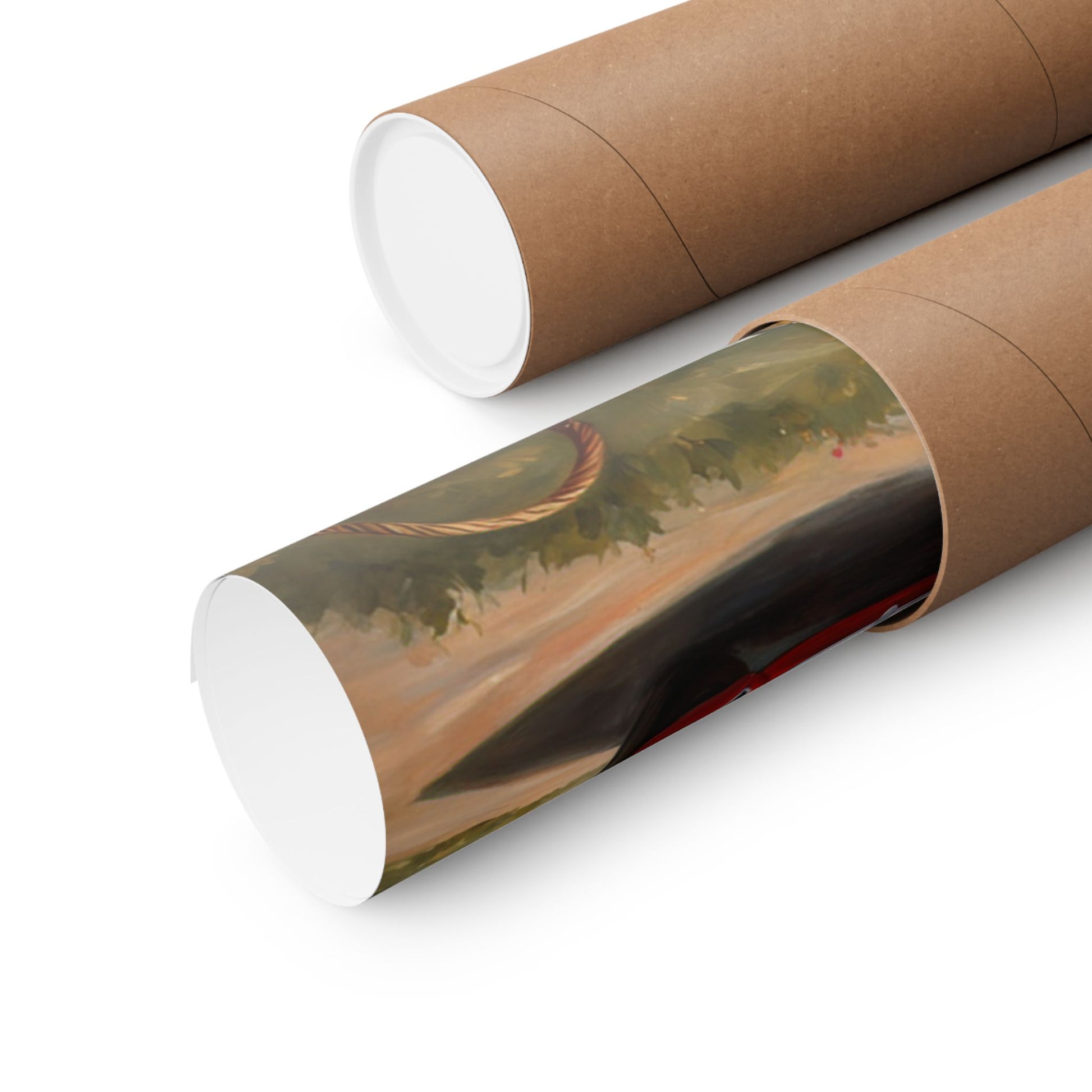 Vintage Car Art Print rolled in a protective tube for safe shipping and display