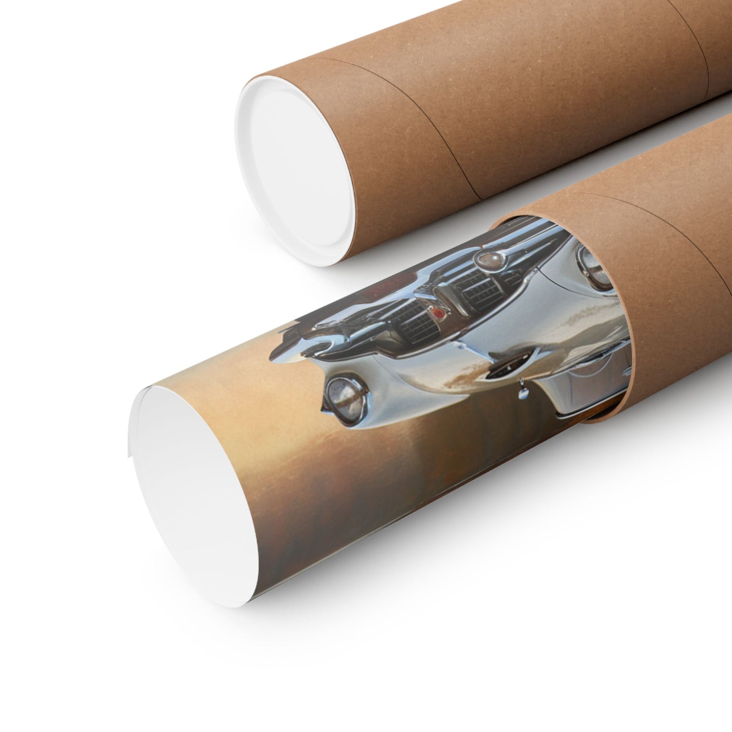 Vintage Car Autumn Matte Poster rolled and packaged in a brown tube for easy shipping