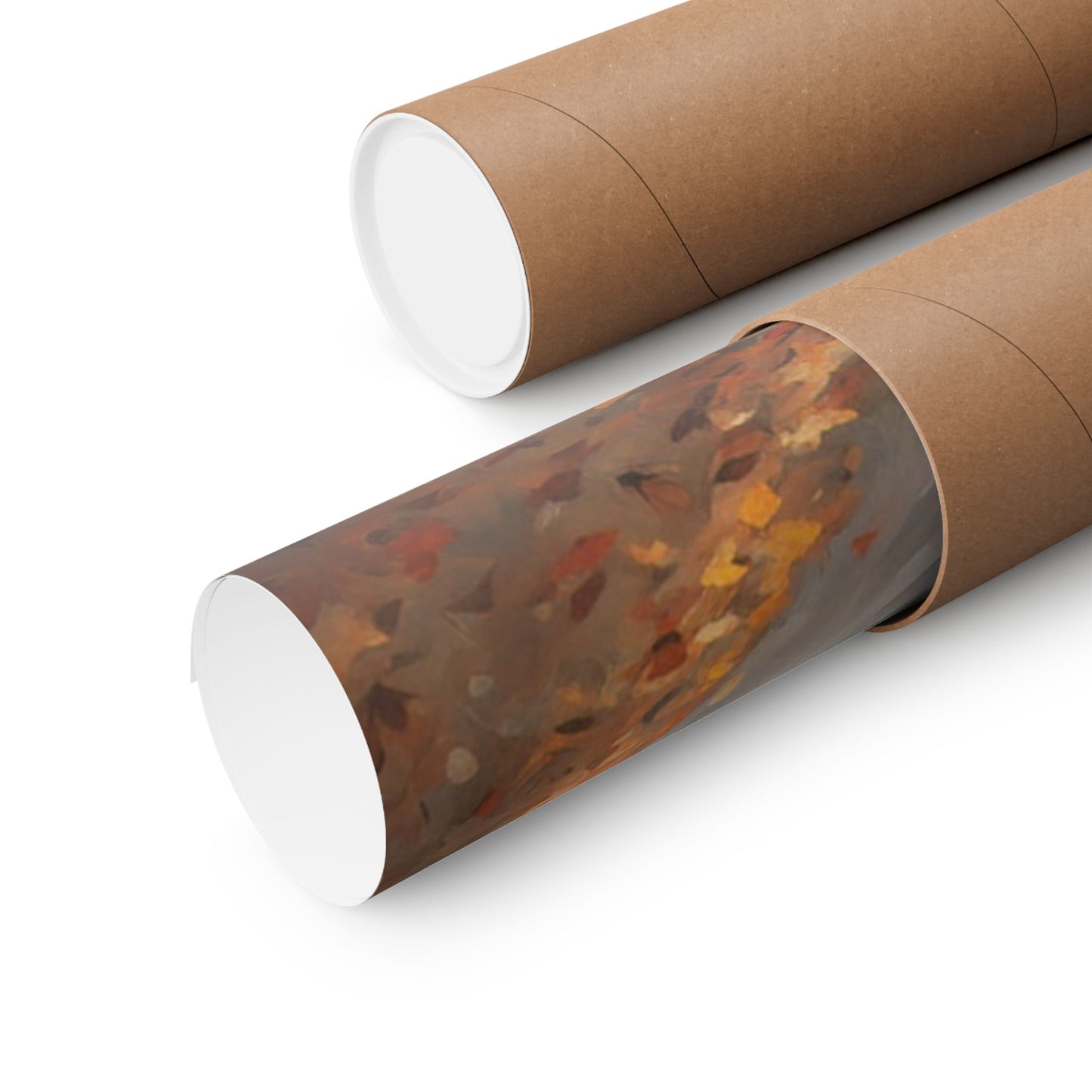 Vintage Car Autumn Poster rolled up in a protective cardboard tube for safe shipping