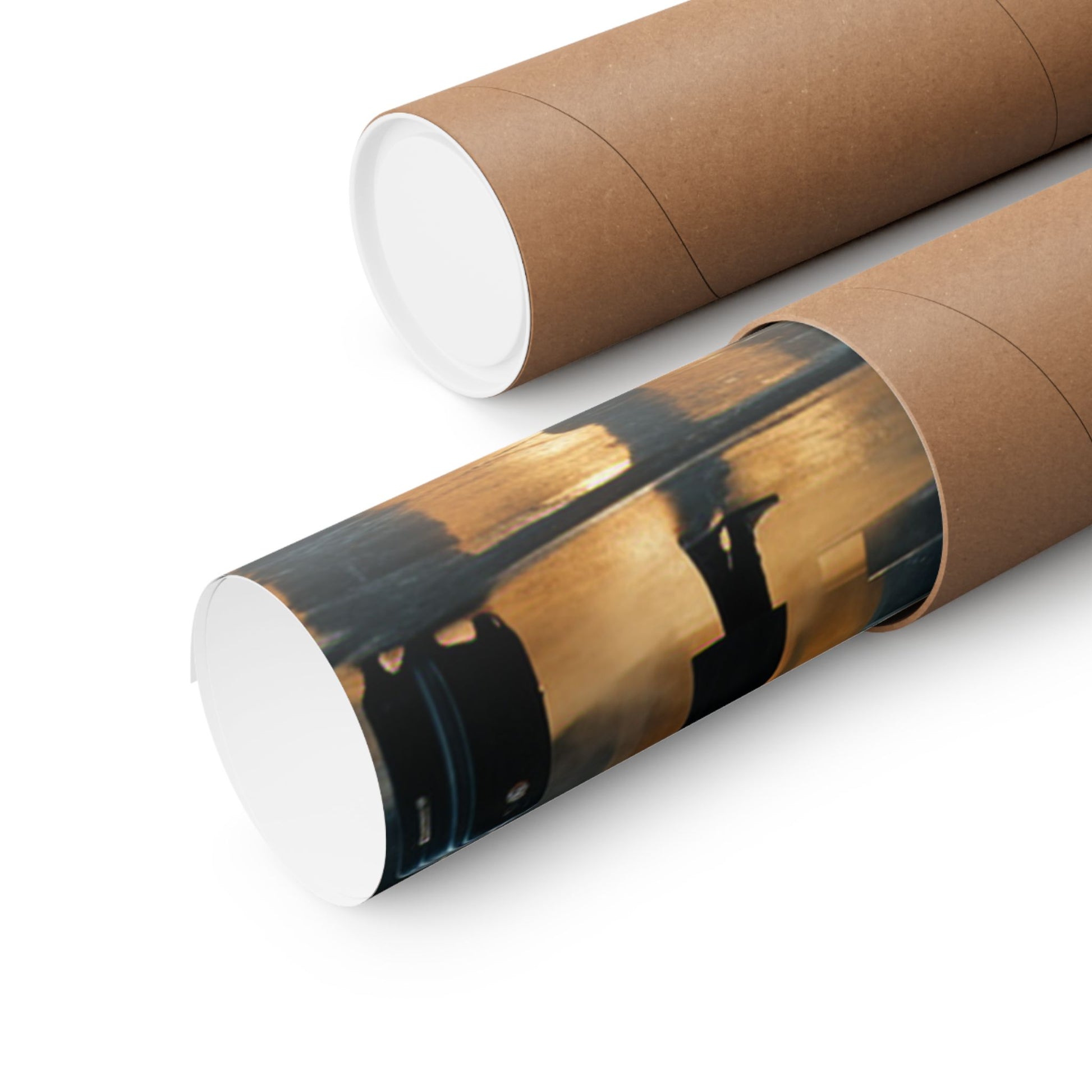 Elegant vintage car home decor print rolled in a stylish brown tube for easy storage