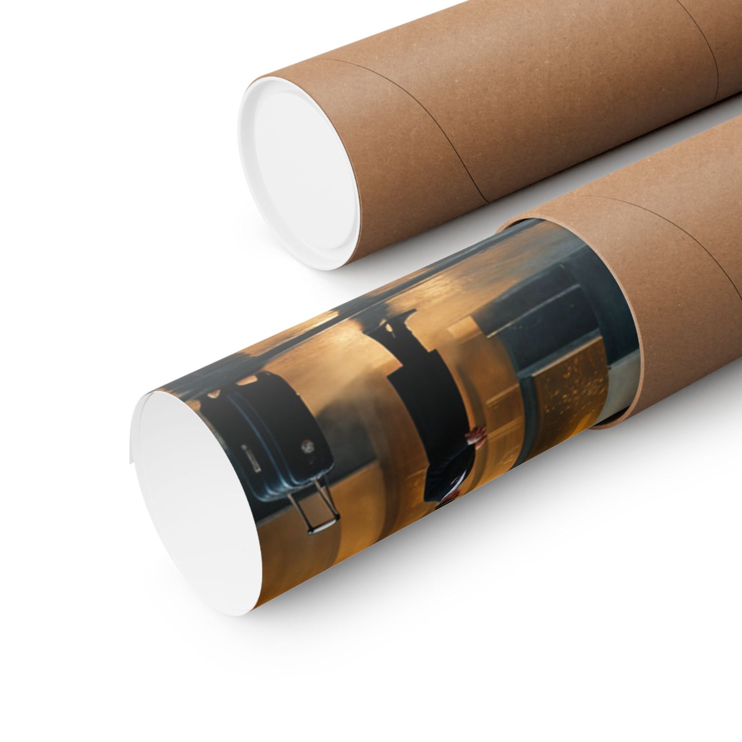 Elegant vintage car home decor print rolled in a protective shipping tube for safe delivery