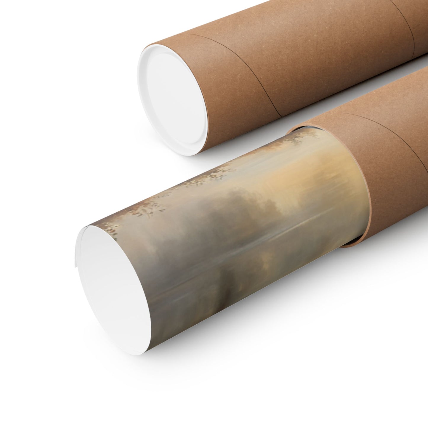 Vintage Car Landscape Poster rolled and packaged in a protective cardboard tube