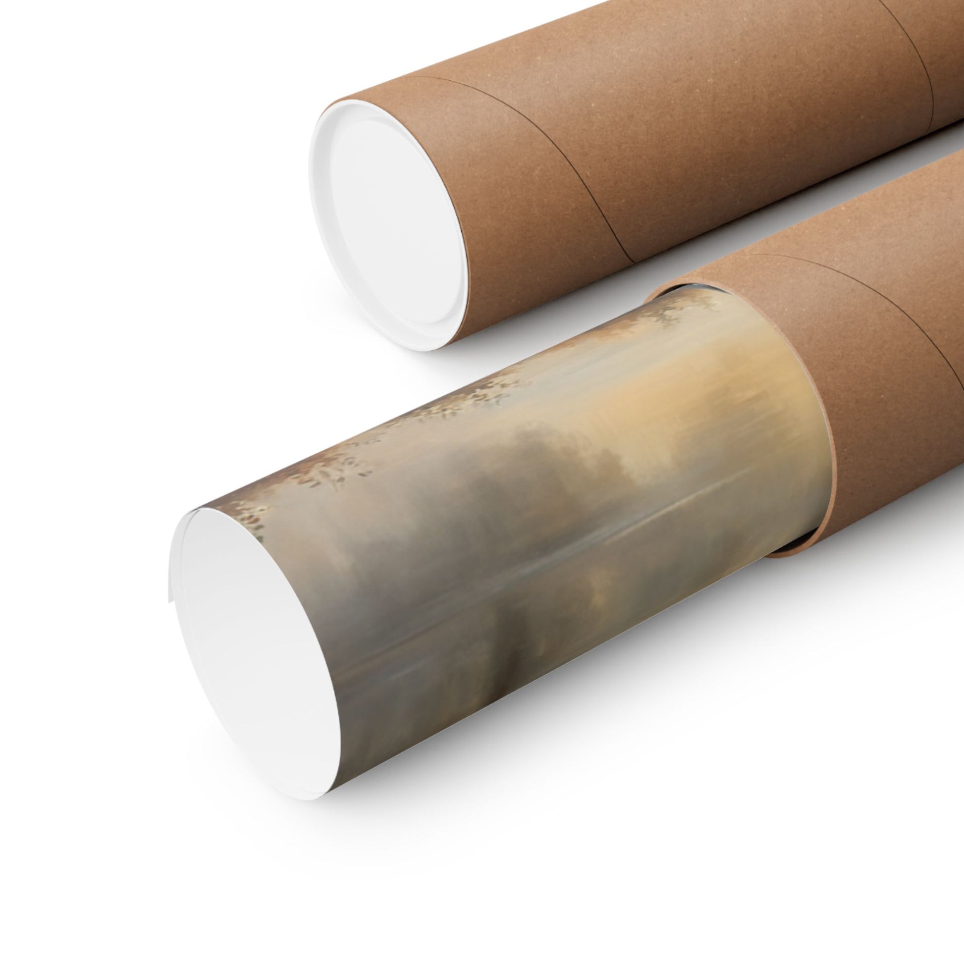 Vintage Car Landscape Poster rolled and packaged in a protective cardboard tube