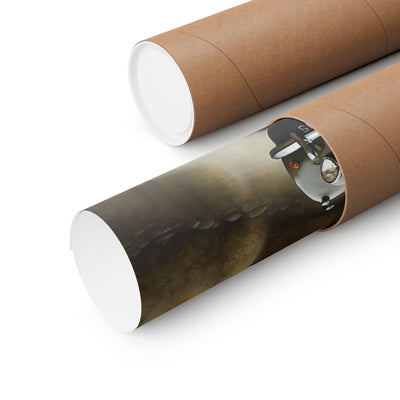 Vintage Car Landscape Poster rolled in a protective tube for easy transport and display