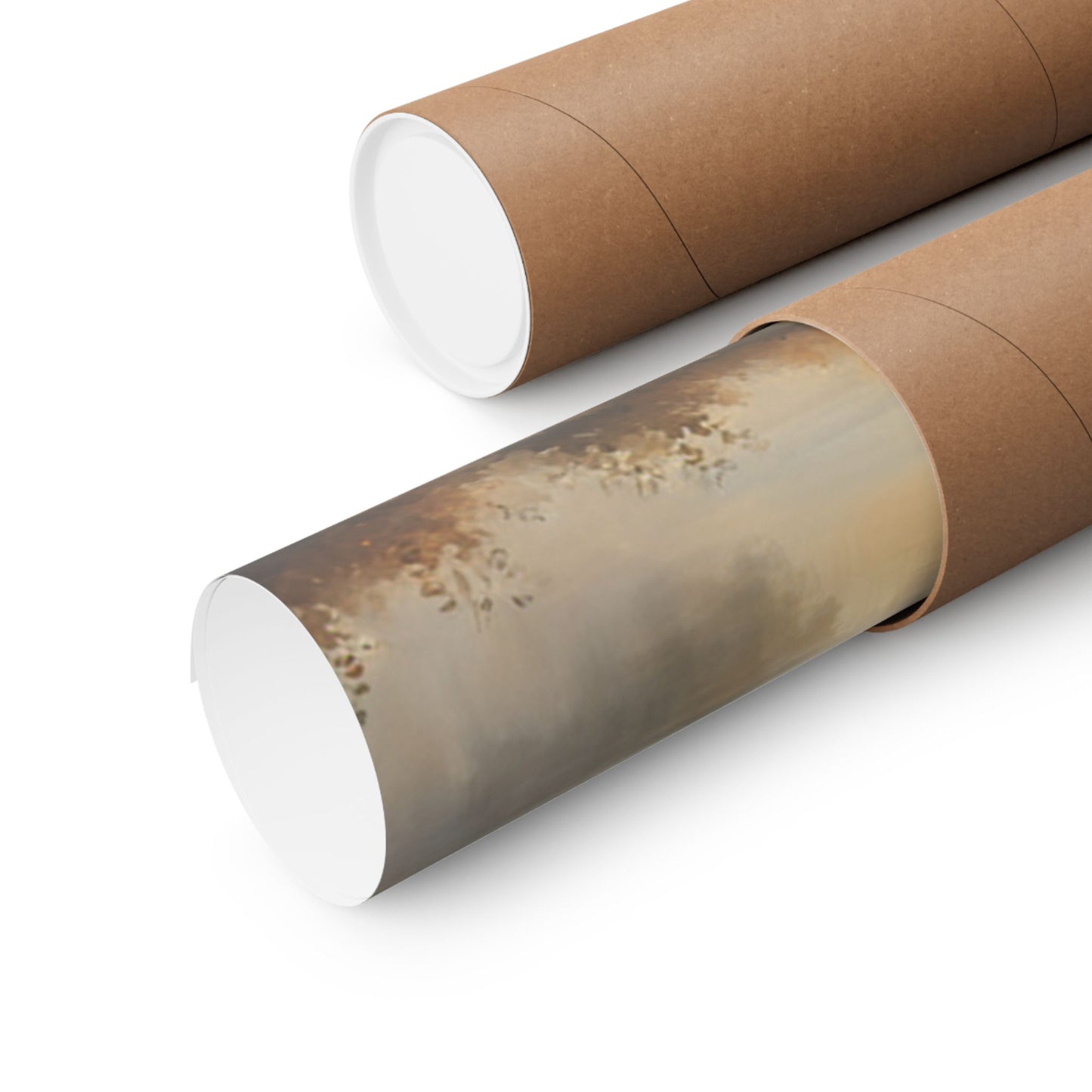 Vintage Car Landscape Poster rolled in a protective tube for easy storage and display