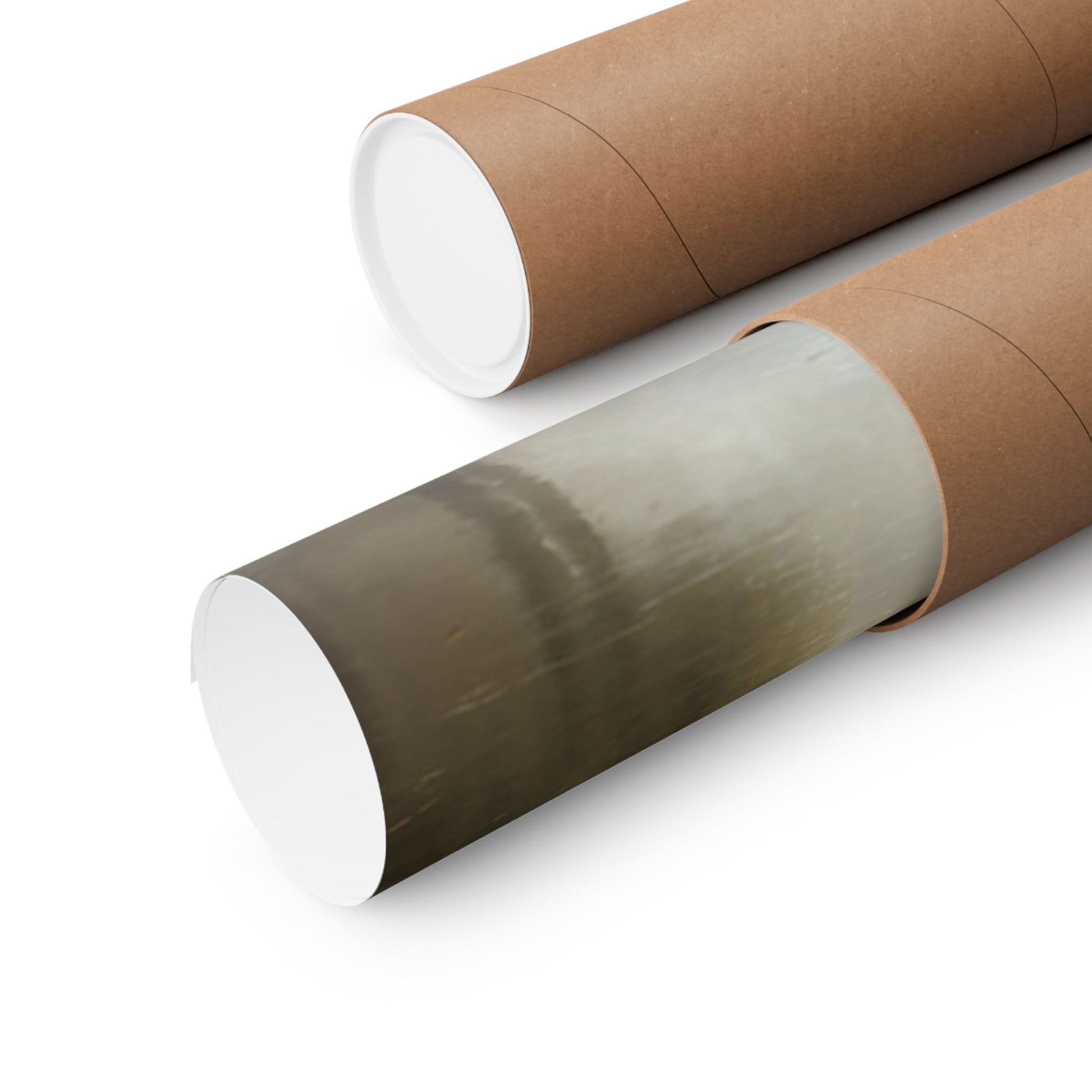 Vintage Car Landscape Poster rolled in a protective tube for easy storage and shipping