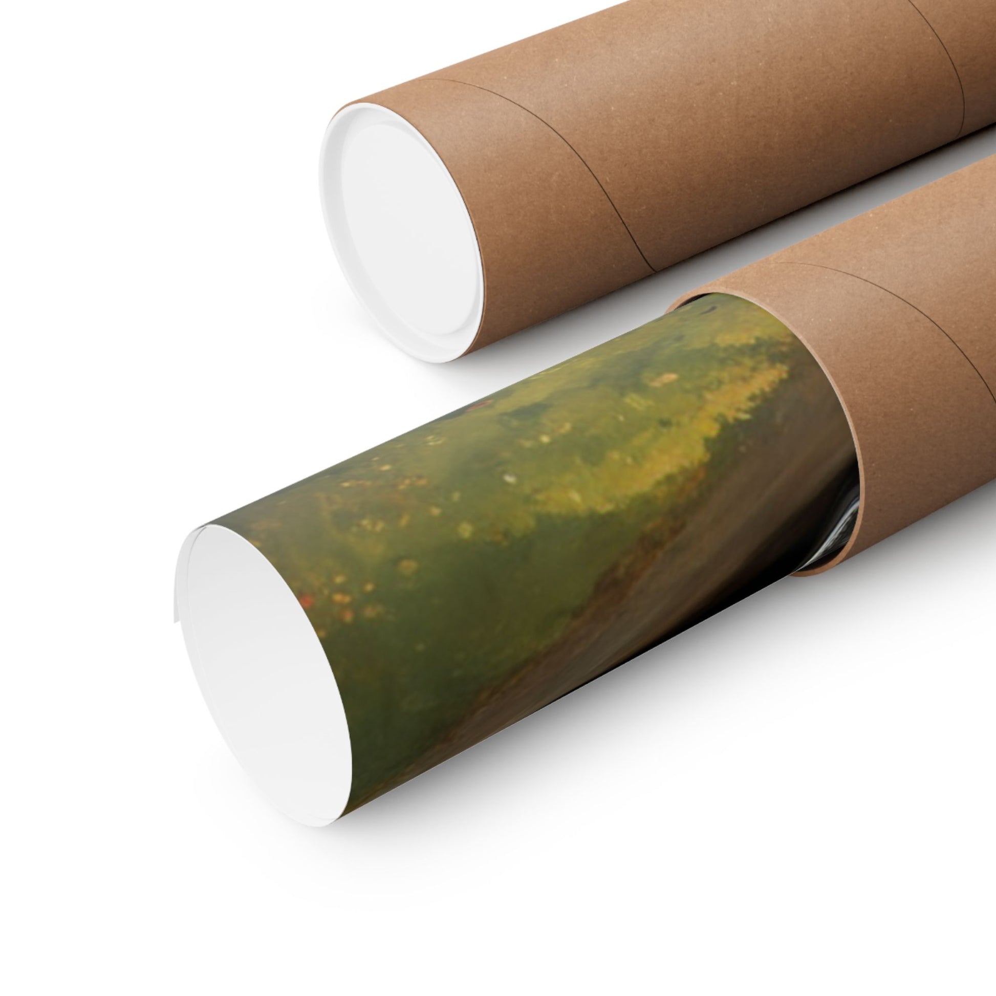 Packaging of Vintage Car Landscape Poster in a cylindrical tube for easy storage and transport