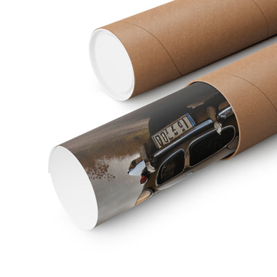 Vintage Car Matte Poster rolled up in a protective tube for easy shipping and storage