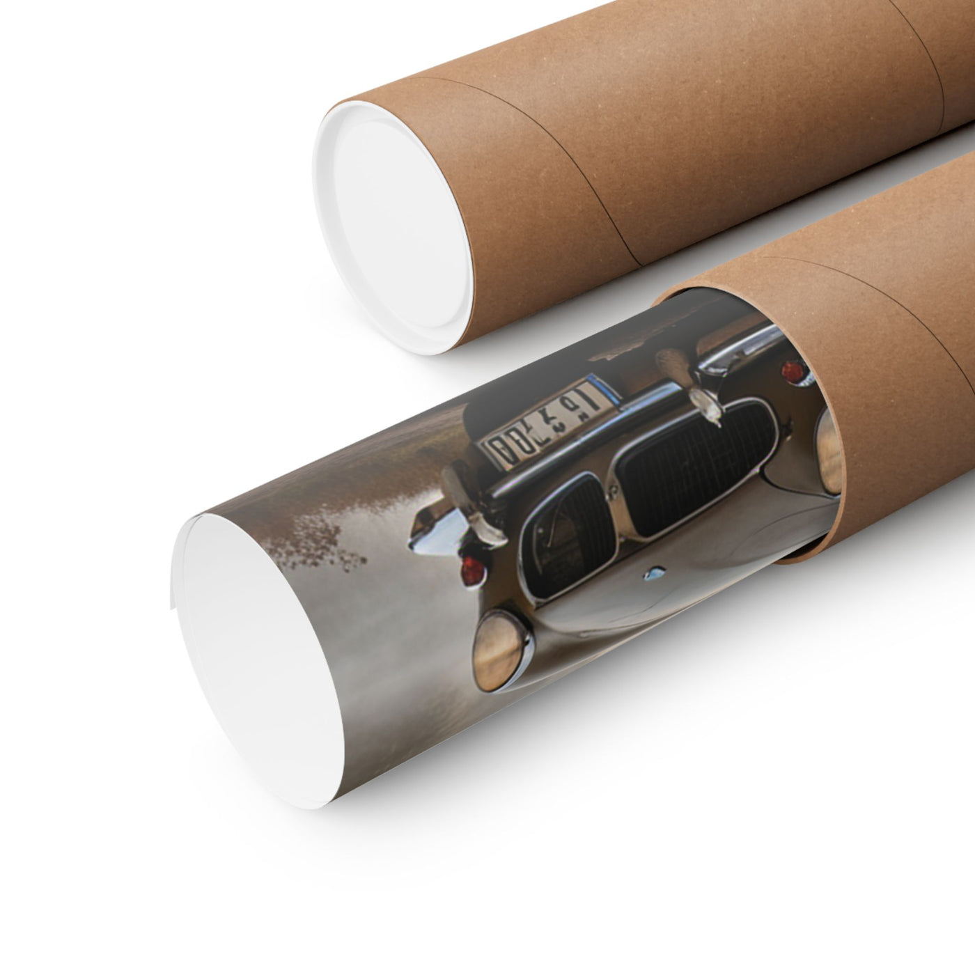 Vintage Car Matte Poster rolled and packaged in a cardboard tube for delivery